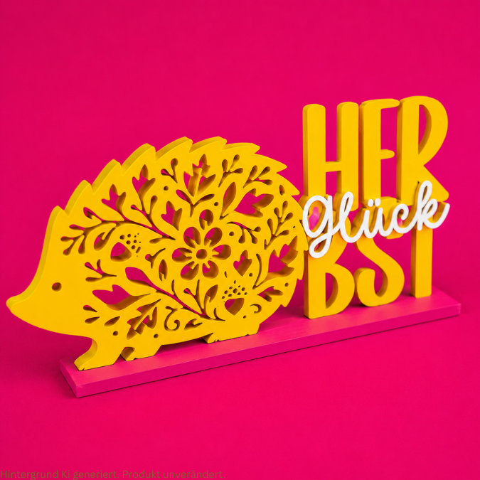 STL 3D Druck Datei Herbst Igel Herbstglück Herbstdeko Floral Herbstblumen Aufsteller Geschenkidee