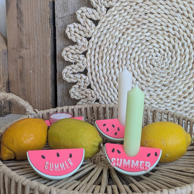 STL 3D Druck Datei Sommer Melone Wassermelone zum kleben Tischdeko Kerzenständer Teelichthalter Sommerparty Melonen – Bild 15