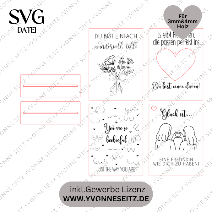 SVG Laserdatei 4 Designs Aufsteller Beste Freundin 3mm 4mm Geschenkidee Mitbringsel Freundschaft SVG-Datei You are boobieful – Bild 2