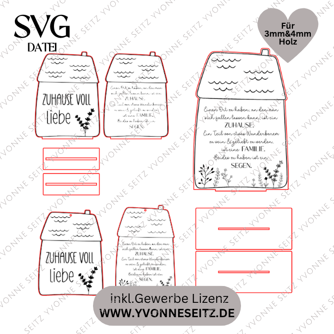 SVG Laserdatei Haus Zuhause Familie Segen Aufsteller und Wanddeko 3mm und 4mm SVG-Datei zum Einzug Hausbau Umzug – Bild 2