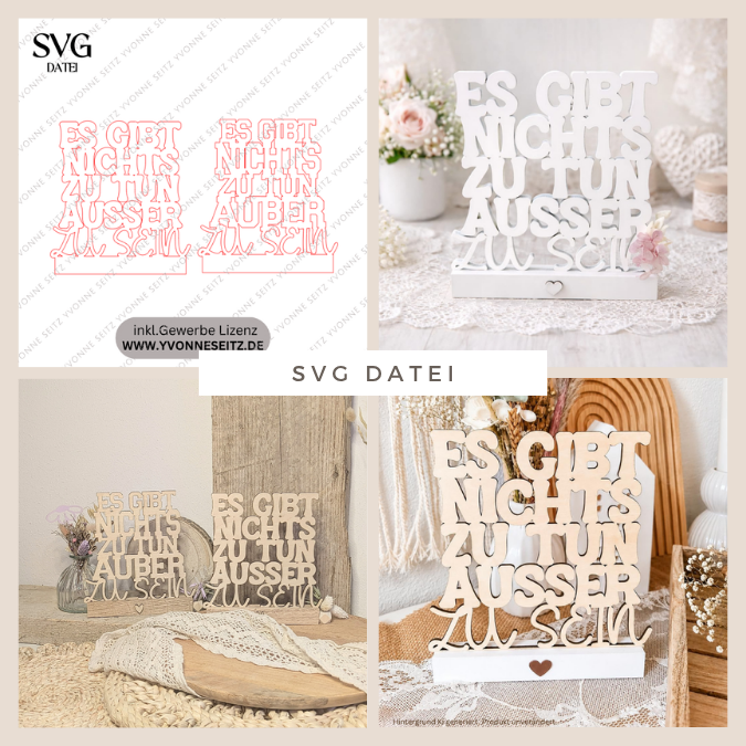 SVG Laserdatei Klötzchenschrift Es gibt nichts zu tun außer zu sein Easysticks Klötzchen SVG Datei