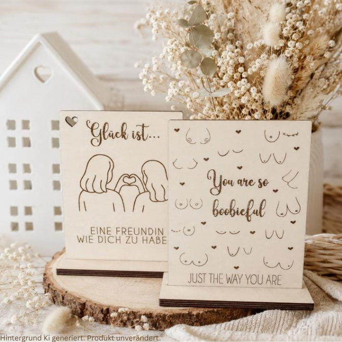 SVG Laserdatei 4 Designs Aufsteller Beste Freundin 3mm 4mm Geschenkidee Mitbringsel Freundschaft SVG-Datei You are boobieful – Bild 15