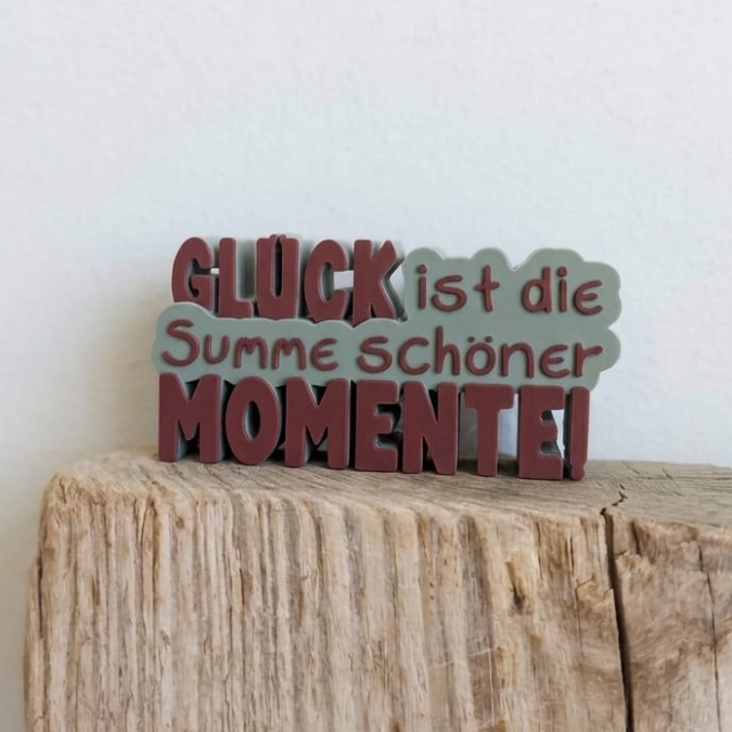 STL 3D Druck Datei 3 Designs Schriftzug Lass uns glücklich sein Glücklich steht dir gut Glück ist die Summe schöner Momente3D Druck Datei – Bild 8