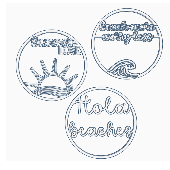 STL 3D Druck Datei Kränze 3er Sommer Urlaub Goodvibes Anhänger Geschenkidee 3D-Druck Datei – Bild 2