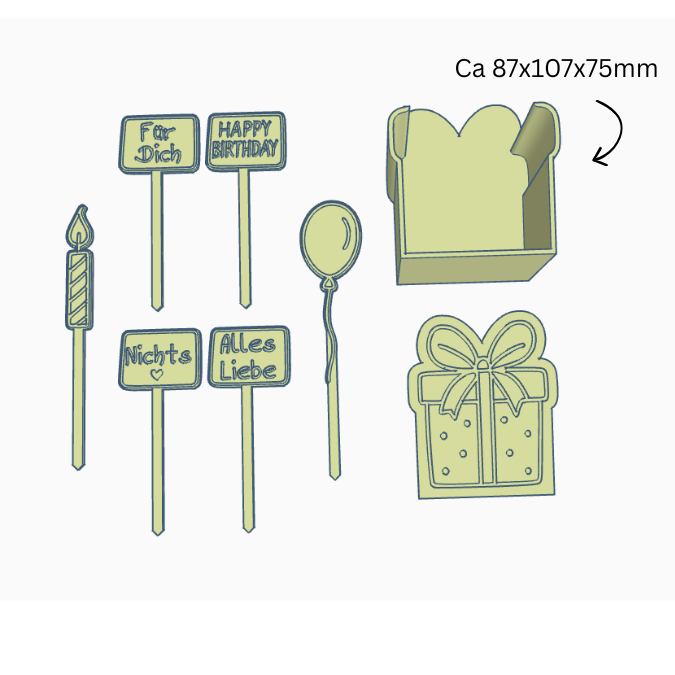 STL 3D Druck Datei Geschenk Box mit Deckel zum kleben und verschiedenen Steckern Mitbringsel Geschenkidee 3D-Druck Datei – Bild 2