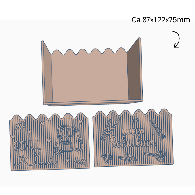 STL 3D Druck Datei Einschulung Schulkind Box mit Deckel zum kleben 2 Designs Schule 3D-Druck Datei 122x87x75 – Bild 2