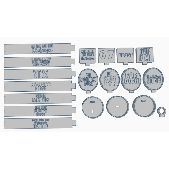 STL 3D Druck Datei Männer Mann XXl Set für Kerzenglas Banderolen Deckel und Stecker Hök Gök 3D-Druck Datei Geburtstag Geldgeschenk 67 Prost – Bild 2