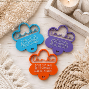 STL 3D Druck Datei mit 3 Designs Danke Erzieherin Erzieher 3D-Druck Datei Kindergartenabschied Erzieherin Blume Danke mit Löchern für Blumen