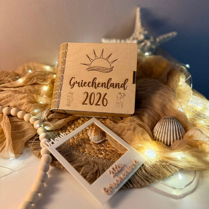 SVG Laserdatei Fotobuch Urlaub Buch Fotoalbum für Fotos Retro Rahmen Erinnerungen Urlaub Strand Sonne mit vielen Vorlagen SVG Datei 3 & 4mm – Bild 4