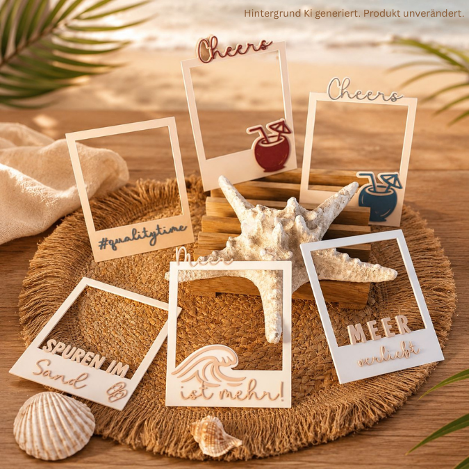 STL 3D Druck Datei 15 Stück Vintagerahmen Bilderrahmen Sommer inkl. Blanko zum personalisieren Fotoaccesoire Retro Fotos Urlaub 3D-Datei