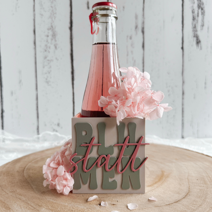 STL 3D Druck Datei 2er Set Halter für kleine Flaschen o Geschenke Statt Blumen Mitbringsel Sommer Cocktail 3D-Datei mit Deckel zum kleben – Bild 3