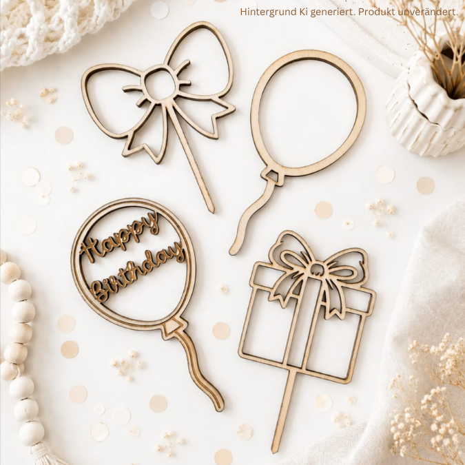 SVG Laserdatei 5 Designs neutrale Caketopper zum Geburtstag Kuchenstecker Pflanzenstecker SVG Datei Cake topper – Bild 10