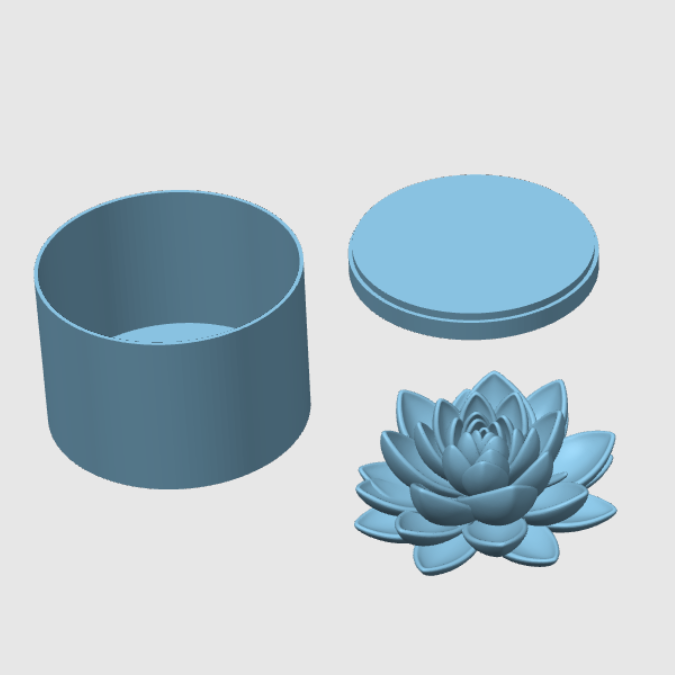 STL 3D Druck Datei runde Box mit Deckel und Lotosblume zum kleben Mitbringsel 3D-Druck Datei verpackung für Kleinigkeit Geschenkidee Outdoor – Bild 2