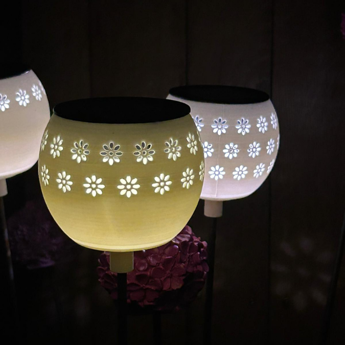 3D Druck Datei STL 4er Set Windlicht Blumen für LED Lichter oder Solarlichter (8cm) zum stecken u. stellen inkl Stabhalter 6/8/10mm 3D-Druck – Bild 8