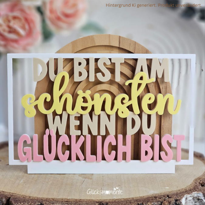 STL 3D Druck Datei 4er Set Klötzchenrahmen Du bist am schönsten wenn du glücklich bist Skandi 3D-Datei 3D-Druck Vorlage – Bild 7