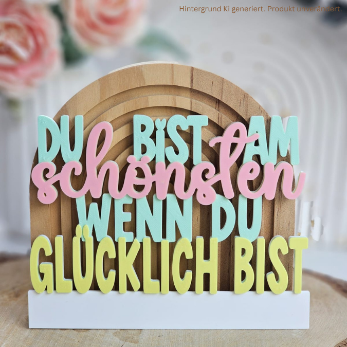 STL 3D Druck Datei 4er Set Klötzchenrahmen Du bist am schönsten wenn du glücklich bist Skandi 3D-Datei 3D-Druck Vorlage – Bild 6