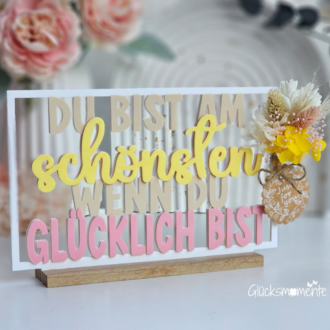 STL 3D Druck Datei 4er Set Klötzchenrahmen Du bist am schönsten wenn du glücklich bist Skandi 3D-Datei 3D-Druck Vorlage – Bild 8