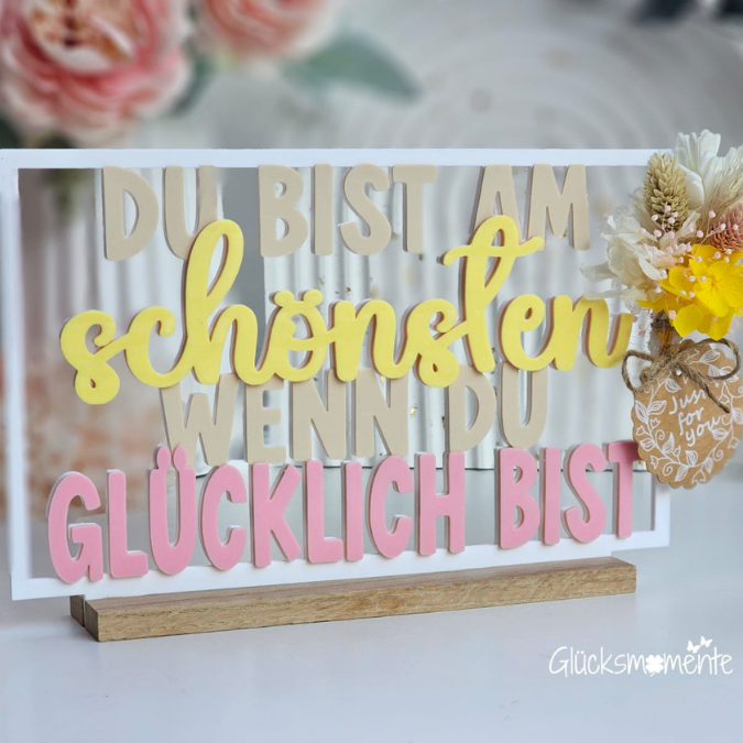 STL 3D Druck Datei 4er Set Klötzchenrahmen Du bist am schönsten wenn du glücklich bist Skandi 3D-Datei 3D-Druck Vorlage – Bild 9