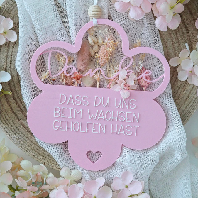 STL 3D Druck Datei mit 3 Designs Danke Erzieherin Erzieher 3D-Druck Datei Kindergartenabschied Erzieherin Blume Danke mit Löchern für Blumen – Bild 10