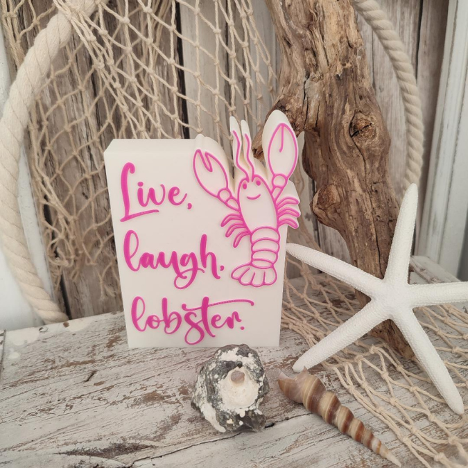 STL 3D Druck Datei 2 Designs live Laugh Lobster You are my lobster Maritime Deko Lustig Hummer Maritim Geschenkidee 3D-Druck Datei – Bild 5