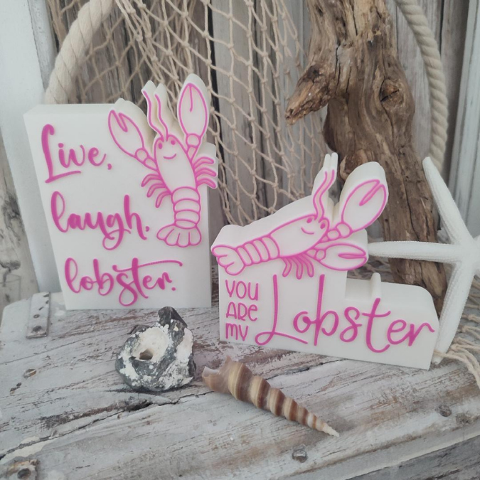 STL 3D Druck Datei 2 Designs live Laugh Lobster You are my lobster Maritime Deko Lustig Hummer Maritim Geschenkidee 3D-Druck Datei