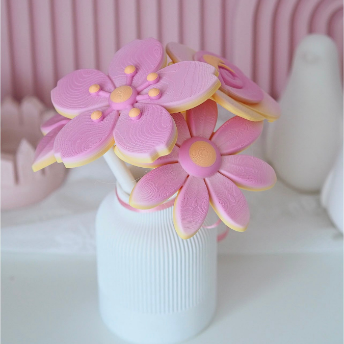 3MF 3D Druck Datei für Bambu 5er Set Skandi Blumen zum stecken Sommerblumen Blumenstrauß Blüten 3D-Datei 3D-Druck Vorlage Boho – Bild 6