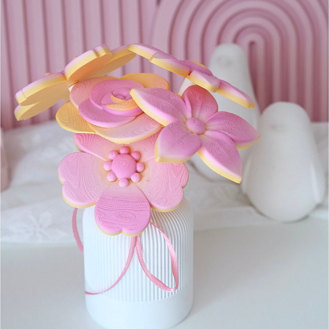3MF 3D Druck Datei für Bambu 5er Set Skandi Blumen zum stecken Sommerblumen Blumenstrauß Blüten 3D-Datei 3D-Druck Vorlage Boho – Bild 14