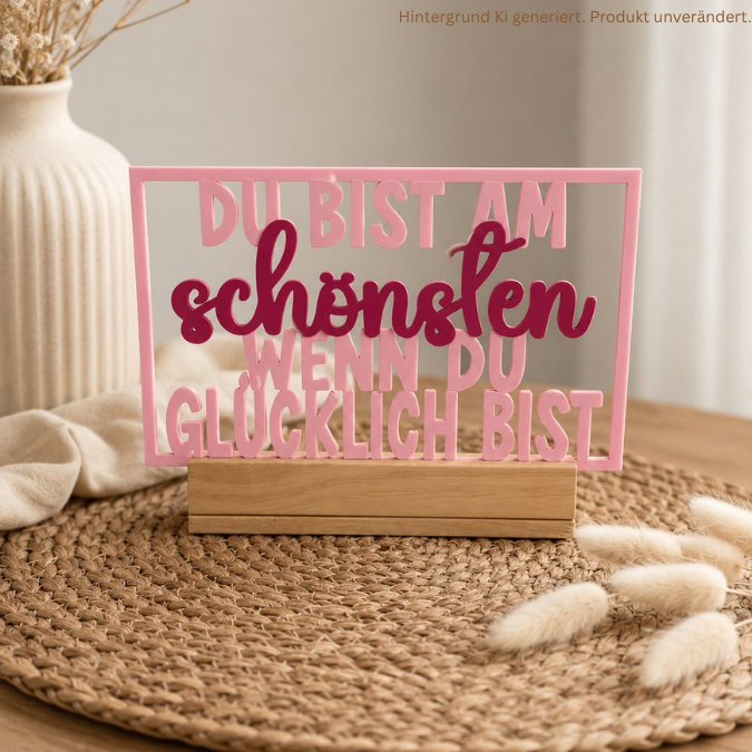 STL 3D Druck Datei 4er Set Klötzchenrahmen Du bist am schönsten wenn du glücklich bist Skandi 3D-Datei 3D-Druck Vorlage – Bild 4