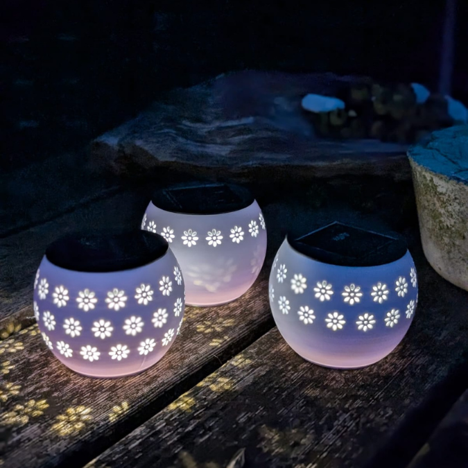 3D Druck Datei STL 4er Set Windlicht Blumen für LED Lichter oder Solarlichter (8cm) zum stecken u. stellen inkl Stabhalter 6/8/10mm 3D-Druck – Bild 12
