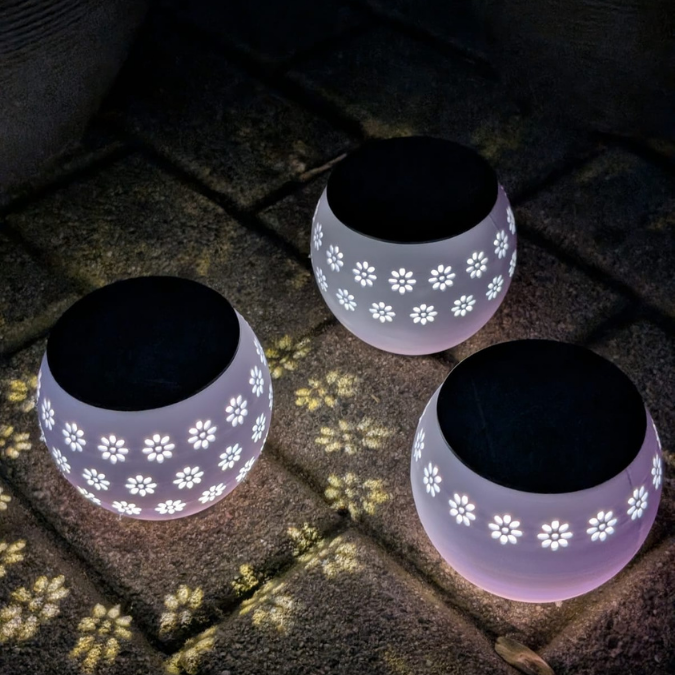 3D Druck Datei STL 4er Set Windlicht Blumen für LED Lichter oder Solarlichter (8cm) zum stecken u. stellen inkl Stabhalter 6/8/10mm 3D-Druck