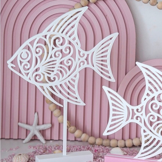 STL 3D Druck Datei Fisch 3er Set Klötzchendatei, Aufsteller und Wanddeko Maritim Meer Geschenkidee 3D-Druck Datei inkl Sockel – Bild 6
