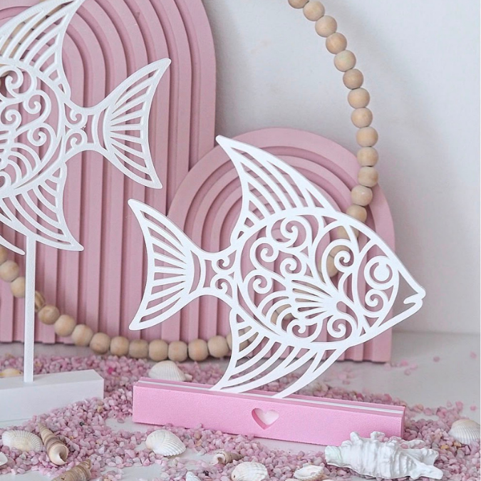 STL 3D Druck Datei Fisch 3er Set Klötzchendatei, Aufsteller und Wanddeko Maritim Meer Geschenkidee 3D-Druck Datei inkl Sockel – Bild 7