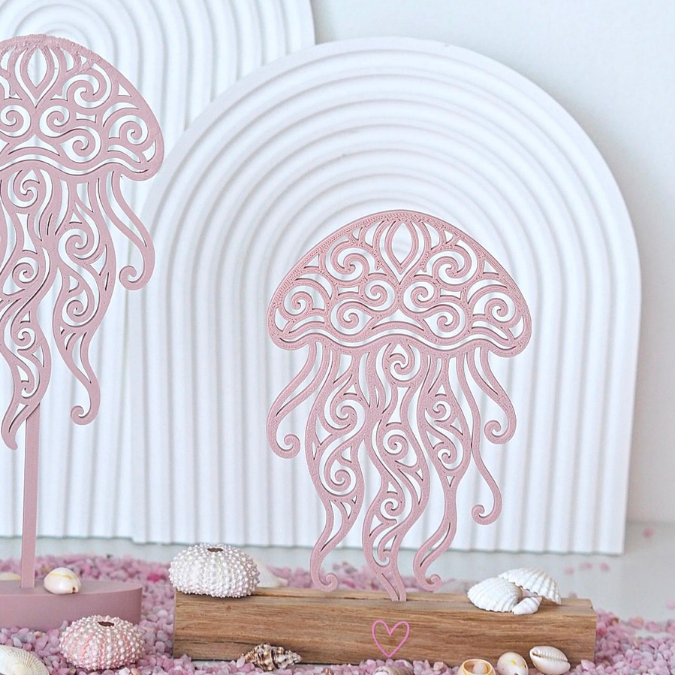 STL 3D Druck Datei Qualle Jelly 3er Set Klötzchendatei, Aufsteller und Wanddeko Maritim MeerGeschenkidee 3D-Druck Datei inkl Sockel – Bild 5