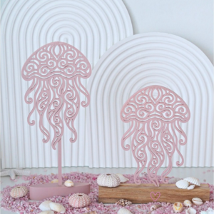 STL 3D Druck Datei Qualle Jelly 3er Set Klötzchendatei, Aufsteller und Wanddeko Maritim MeerGeschenkidee 3D-Druck Datei inkl Sockel