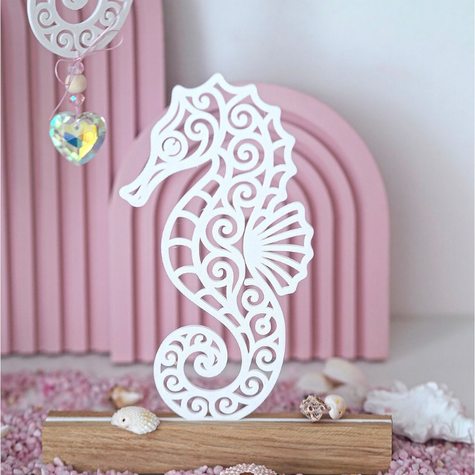 STL 3D Druck Datei Seepferdchen Seepferd 3er Set Klötzchendatei, Aufsteller und Wanddeko Maritim MeerGeschenkidee 3D-Druck Datei inkl Sockel – Bild 5