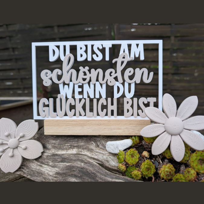 STL 3D Druck Datei 4er Set Klötzchenrahmen Du bist am schönsten wenn du glücklich bist Skandi 3D-Datei 3D-Druck Vorlage – Bild 13