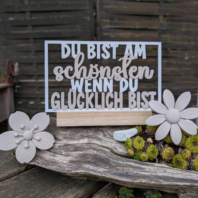 STL 3D Druck Datei 4er Set Klötzchenrahmen Du bist am schönsten wenn du glücklich bist Skandi 3D-Datei 3D-Druck Vorlage – Bild 14