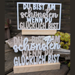STL 3D Druck Datei 4er Set Klötzchenrahmen Du bist am schönsten wenn du glücklich bist Skandi 3D-Datei 3D-Druck Vorlage