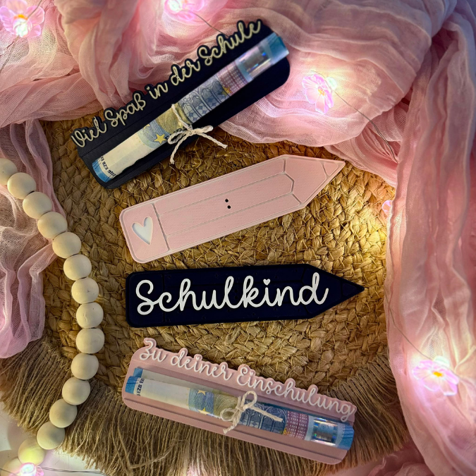 STL 3D Druck Datei 8er Set Geldgeschenk Einschulung Schulkind Schule Lolly oder Geldhalter Stift 3D-Druck Datei – Bild 8