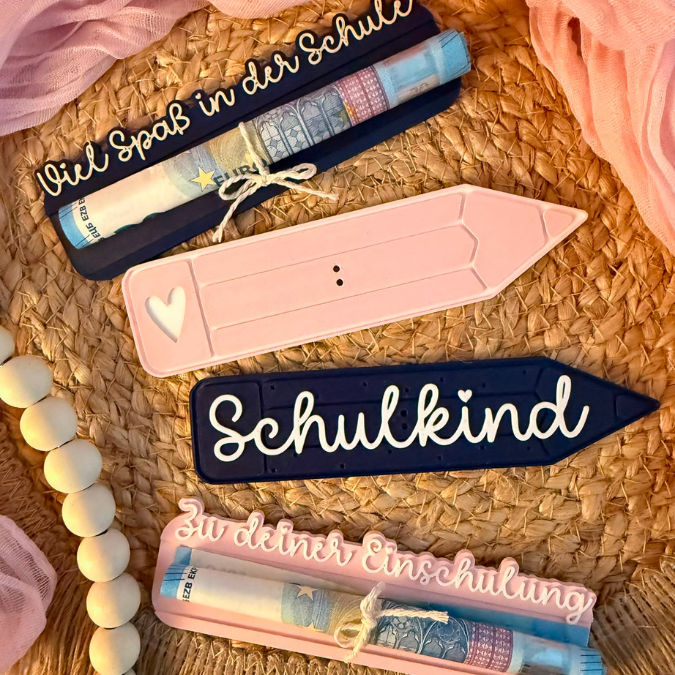 STL 3D Druck Datei 8er Set Geldgeschenk Einschulung Schulkind Schule Lolly oder Geldhalter Stift 3D-Druck Datei – Bild 7