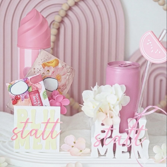 STL 3D Druck Datei 2er Set Halter für kleine Flaschen o Geschenke Statt Blumen Mitbringsel Sommer Cocktail 3D-Datei mit Deckel zum kleben