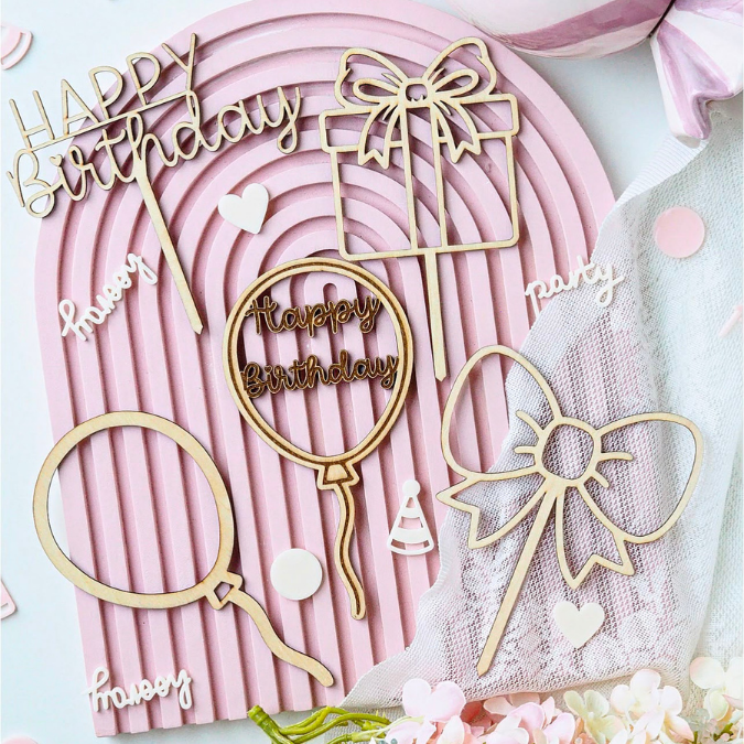 SVG Laserdatei 5 Designs neutrale Caketopper zum Geburtstag Kuchenstecker Pflanzenstecker SVG Datei Cake topper – Bild 13