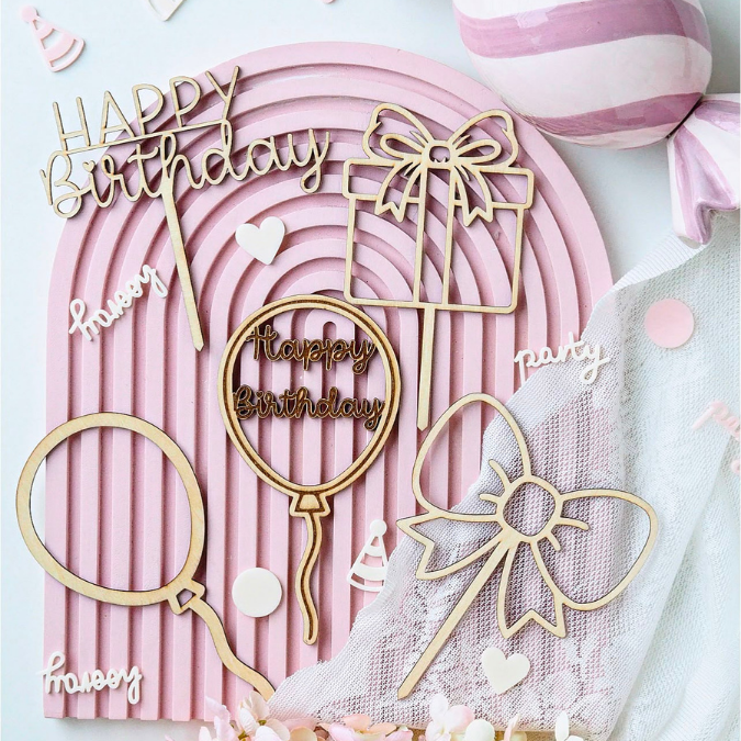 SVG Laserdatei 5 Designs neutrale Caketopper zum Geburtstag Kuchenstecker Pflanzenstecker SVG Datei Cake topper – Bild 14