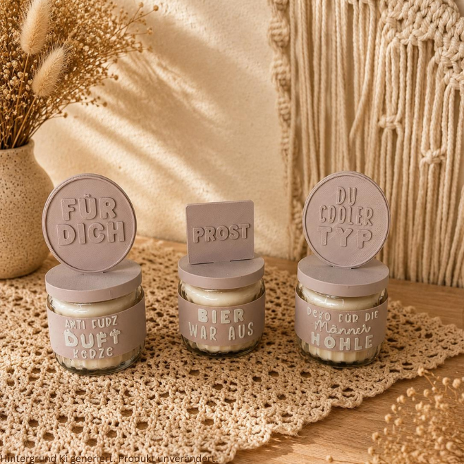 STL 3D Druck Datei Männer Mann XXl Set für Kerzenglas Banderolen Deckel und Stecker Hök Gök 3D-Druck Datei Geburtstag Geldgeschenk 67 Prost – Bild 4