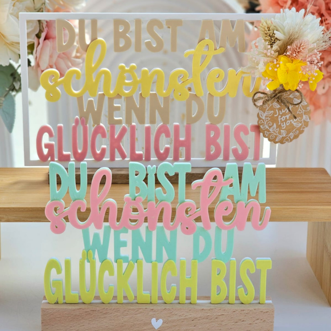STL 3D Druck Datei 4er Set Klötzchenrahmen Du bist am schönsten wenn du glücklich bist Skandi 3D-Datei 3D-Druck Vorlage – Bild 12