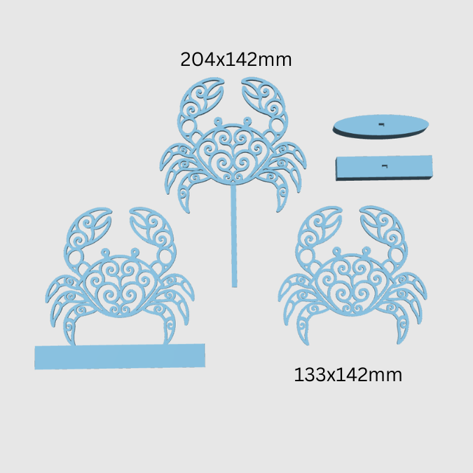 STL 3D Druck Datei Krabbe Krebs 3er Set Klötzchendatei, Aufsteller und Wanddeko Maritim Meer Geschenkidee 3D-Druck Datei inkl Sockel – Bild 2