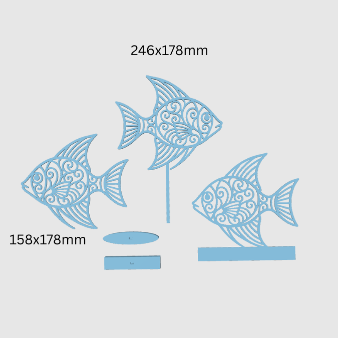 STL 3D Druck Datei Fisch 3er Set Klötzchendatei, Aufsteller und Wanddeko Maritim Meer Geschenkidee 3D-Druck Datei inkl Sockel – Bild 2
