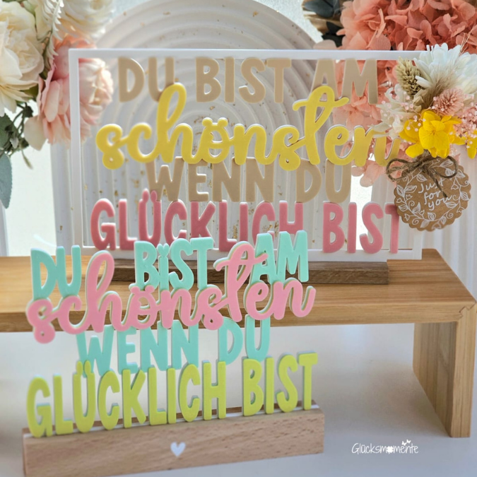 STL 3D Druck Datei 4er Set Klötzchenrahmen Du bist am schönsten wenn du glücklich bist Skandi 3D-Datei 3D-Druck Vorlage – Bild 3