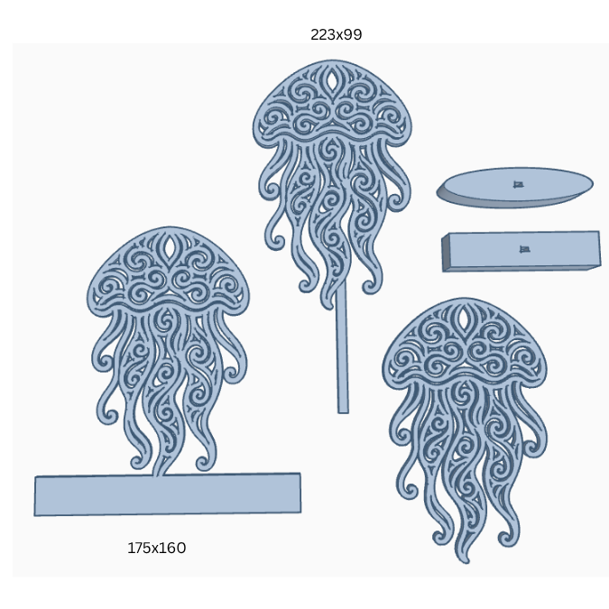 STL 3D Druck Datei Qualle Jelly 3er Set Klötzchendatei, Aufsteller und Wanddeko Maritim MeerGeschenkidee 3D-Druck Datei inkl Sockel – Bild 2