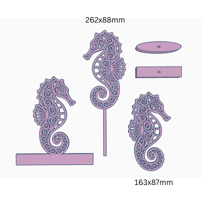 STL 3D Druck Datei Seepferdchen Seepferd 3er Set Klötzchendatei, Aufsteller und Wanddeko Maritim MeerGeschenkidee 3D-Druck Datei inkl Sockel – Bild 2